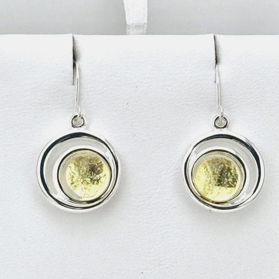 Dichroic Fused Glass Silver Hanging Earrings
