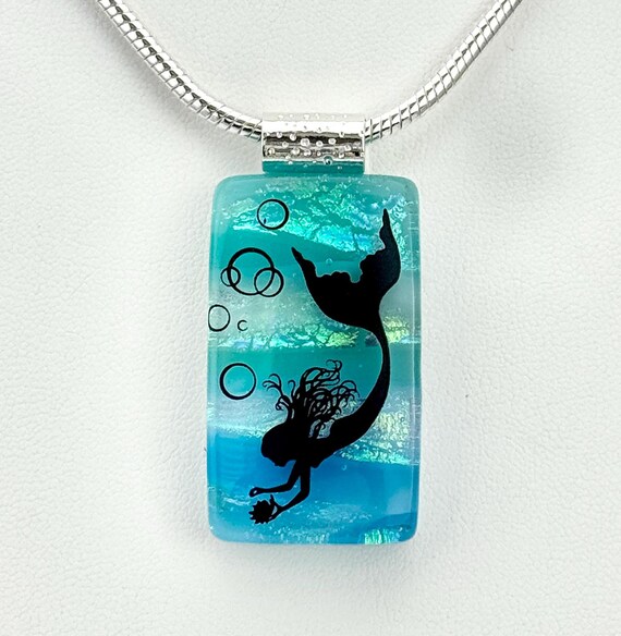 Fused Glass Mermaid Ocean Pendant