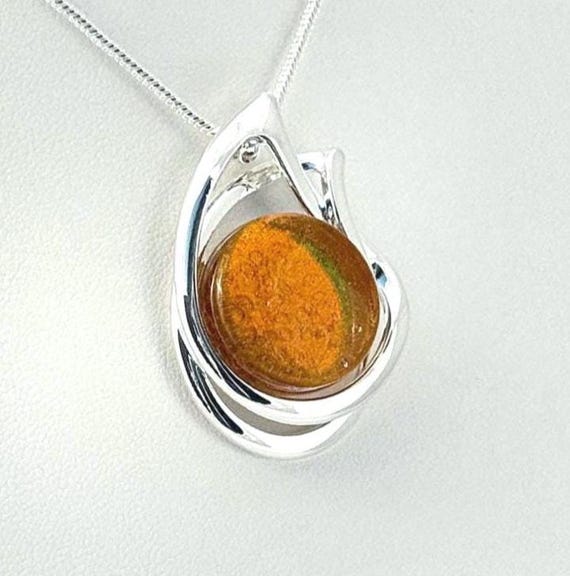 Dichroic Fused Glass Silver Pendant