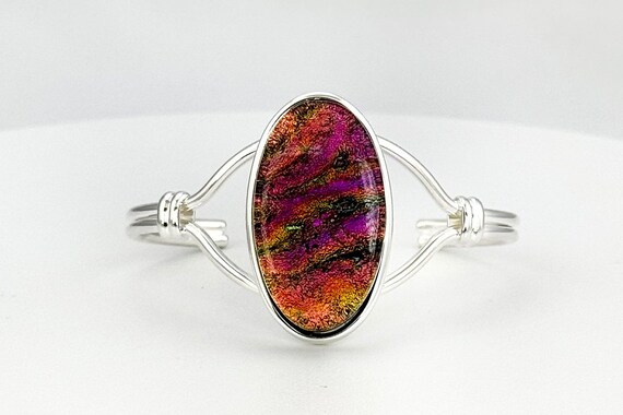 Dichroic Glass Sterling Silver Adjustable Cuff Bracelet