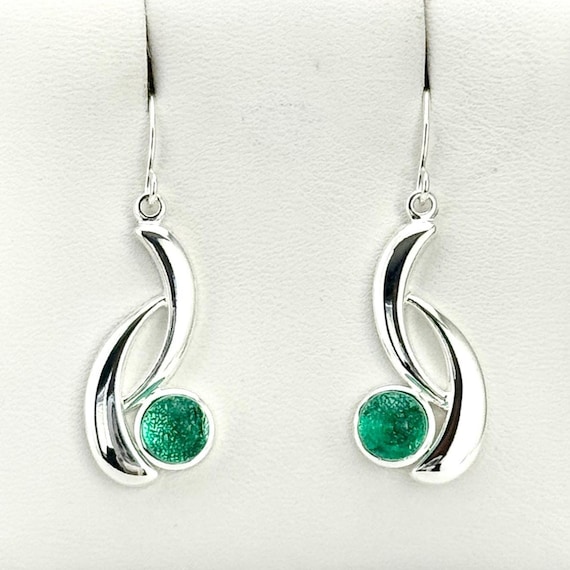 Dichroic Fused Glass Silver Hanging Earrings
