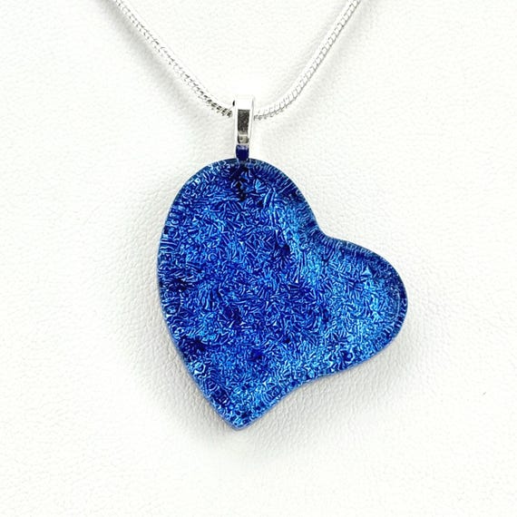 Dichroic Fused Glass Heart Pendant