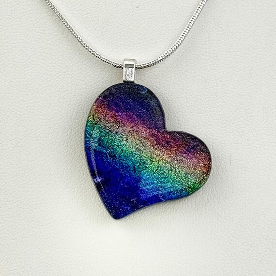 Dichroic Glass Heart Pendant