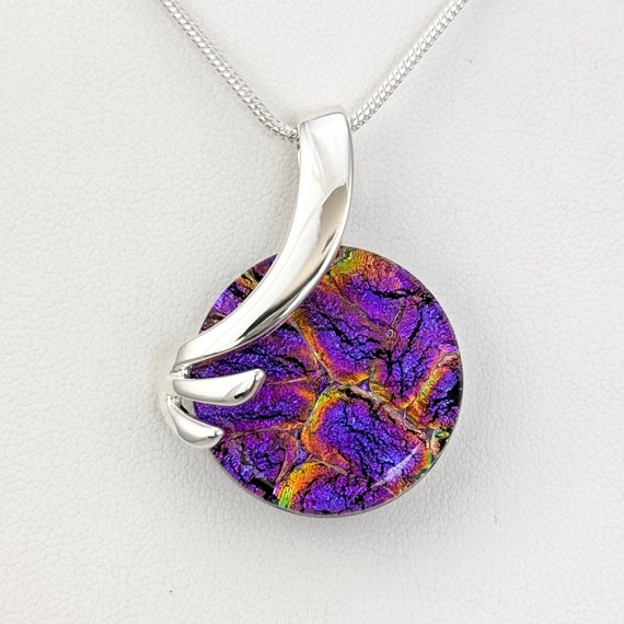 Dichroic Glass Sterling Silver Pendant