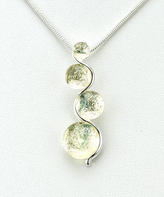 Dichroic Fused Glass Silver Pendant