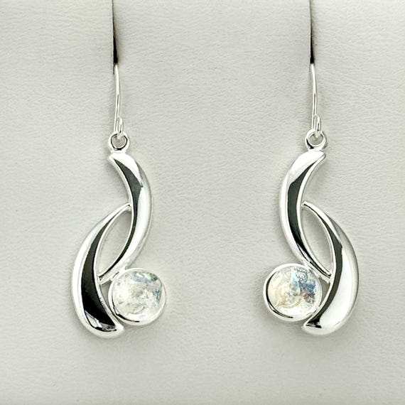 Dichroic Fused Glass Silver Hanging Earrings