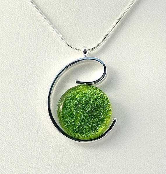 Dichroic Glass Silver Pendant