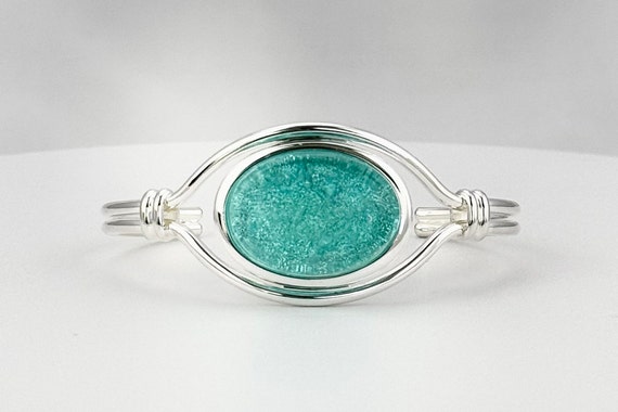 Dichroic Glass Sterling Silver Adjustable Cuff Bracelet