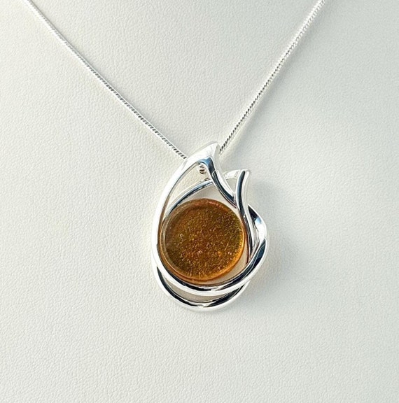 Dichroic Fused Glass Silver Pendant