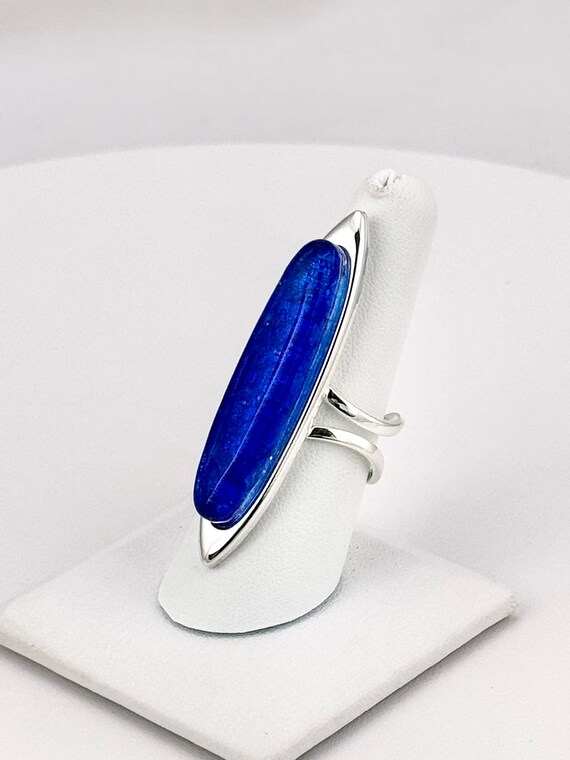 Dichroic Fused Glass Adjustable Silver Statement Ring