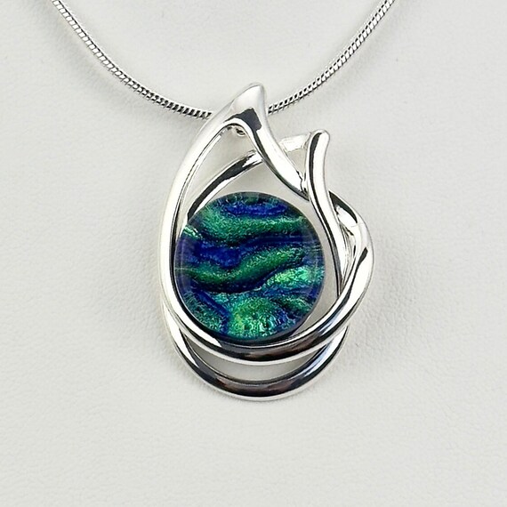 Dichroic Glass Sterling Silver Pendant