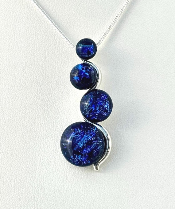 Dichroic Fused Glass Silver Pendant