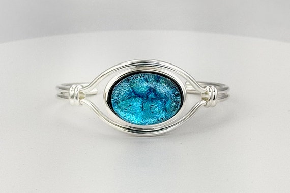Dichroic Glass Sterling Silver Adjustable Cuff Bracelet