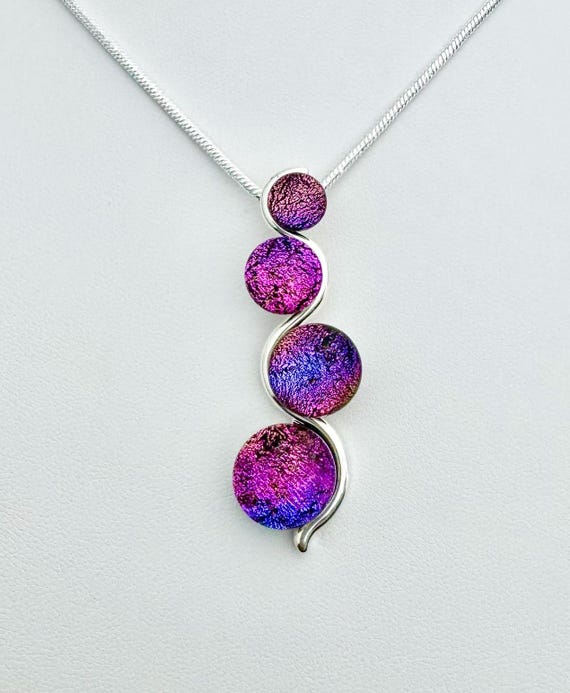 Dichroic Fused Glass Silver Pendant