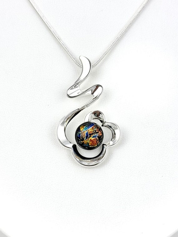 Dichroic Glass Sterling Silver Pendant