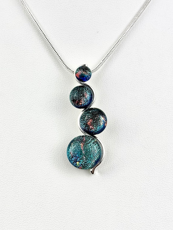 Dichroic Fused Glass Silver Pendant