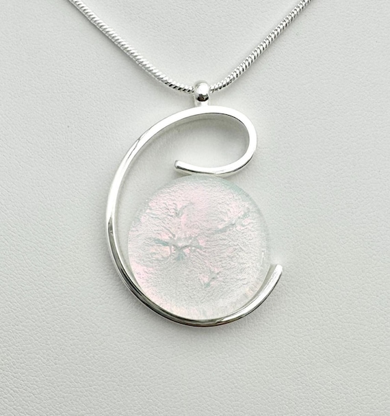 Dichroic Fused Glass Silver Pendant