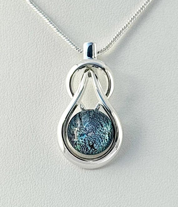 Dichroic Fused Glass Silver Pendant