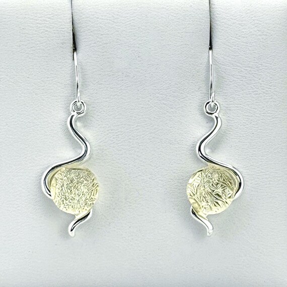 Dichroic Fused Glass Silver Hanging Earrings