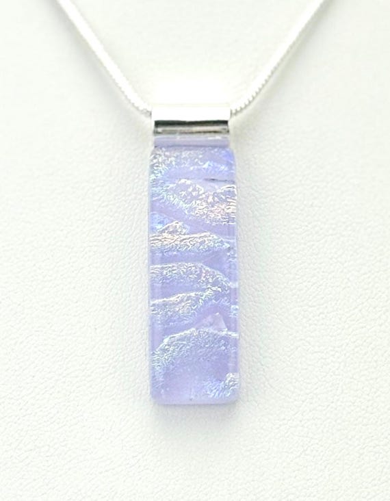 Dichroic Fused Glass Pendant w/ Silver Chain