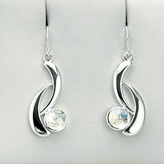 Dichroic Fused Glass Silver Hanging Earrings