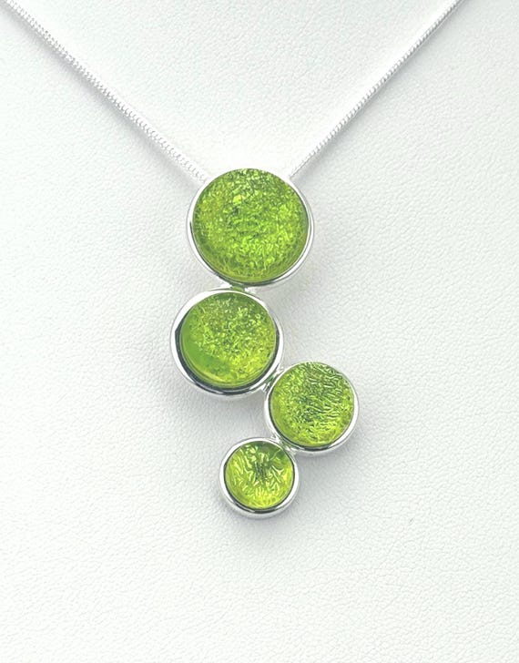 Dichroic Glass Silver Pendant Necklace