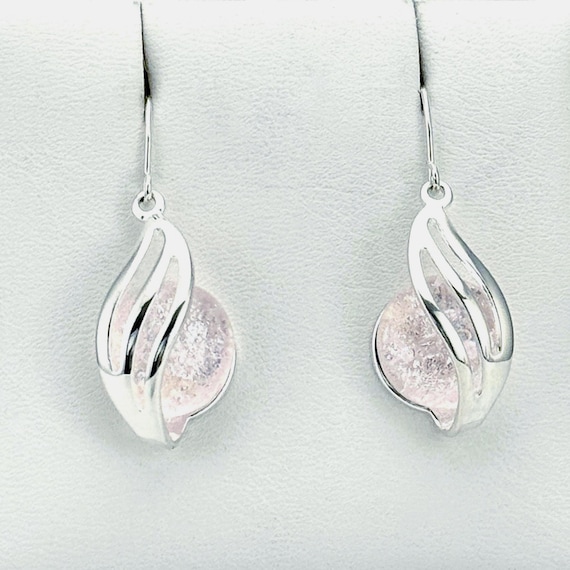 Dichroic Fused Glass Silver Hanging Earrings