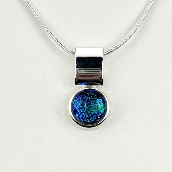 Dichroic Glass Sterling Silver Pendant