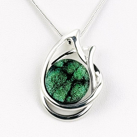 Dichroic Glass Sterling Silver Pendant