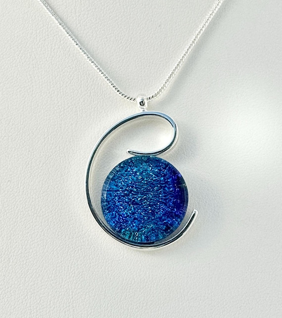 Dichroic Fused Glass Silver Pendant