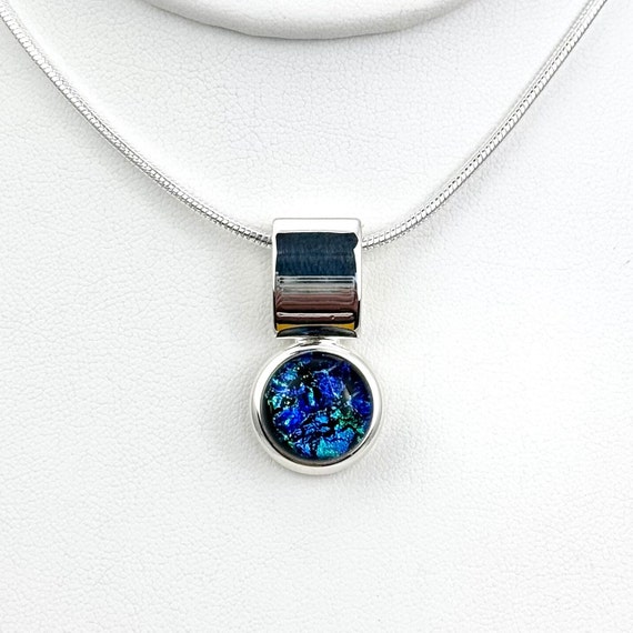 Dichroic Glass Sterling Silver Pendant