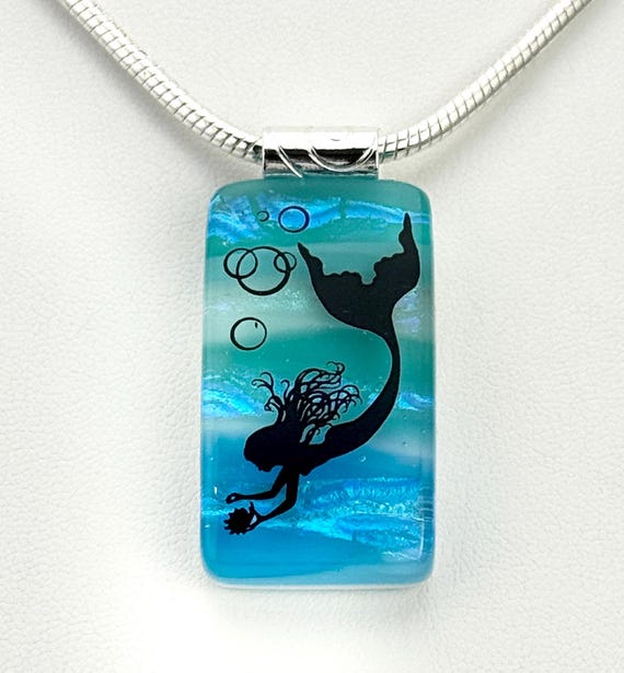 Fused Glass Mermaid Ocean Pendant