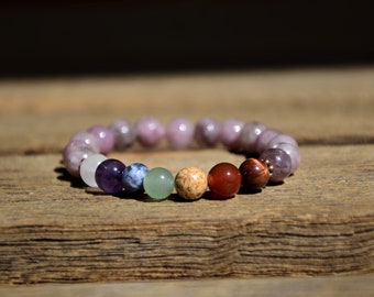 Chakra Balancing / Color Therapy Lepidolite  Yoga Bracelet/Boho Bracelet/Meditation Bracelet/Intention Bracelet