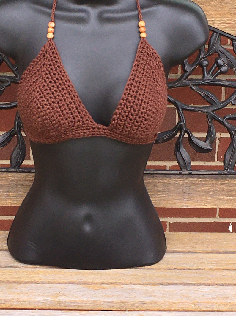 Brown Crochet Cotton Hippie Halter image 4