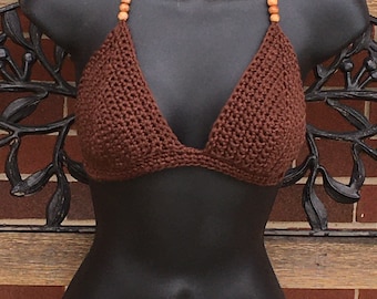 Brown  Crochet Cotton Hippie Halter