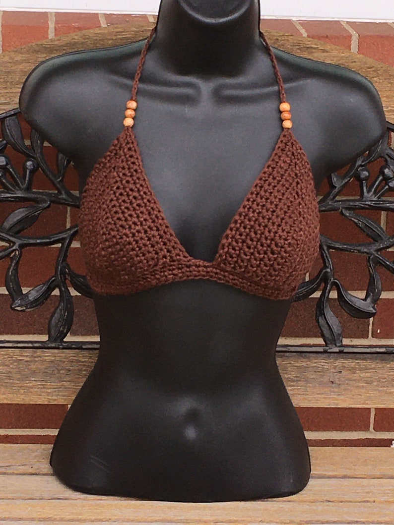 Brown Crochet Cotton Hippie Halter image 1