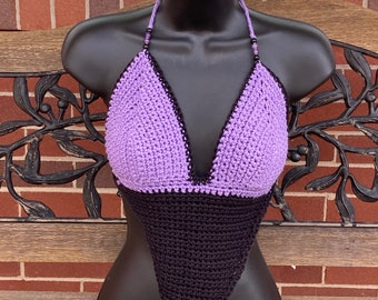 Amethyst And Onyx Hippie Crochet  Festival Top