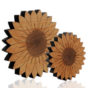 Sunflower Trivet- Solid Cherry Wooden Trivet Hot Pad Holder - Wall Art