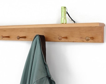Solid Cherry Shelf  Peg Rack   4" Shelf - Handmade in The USA