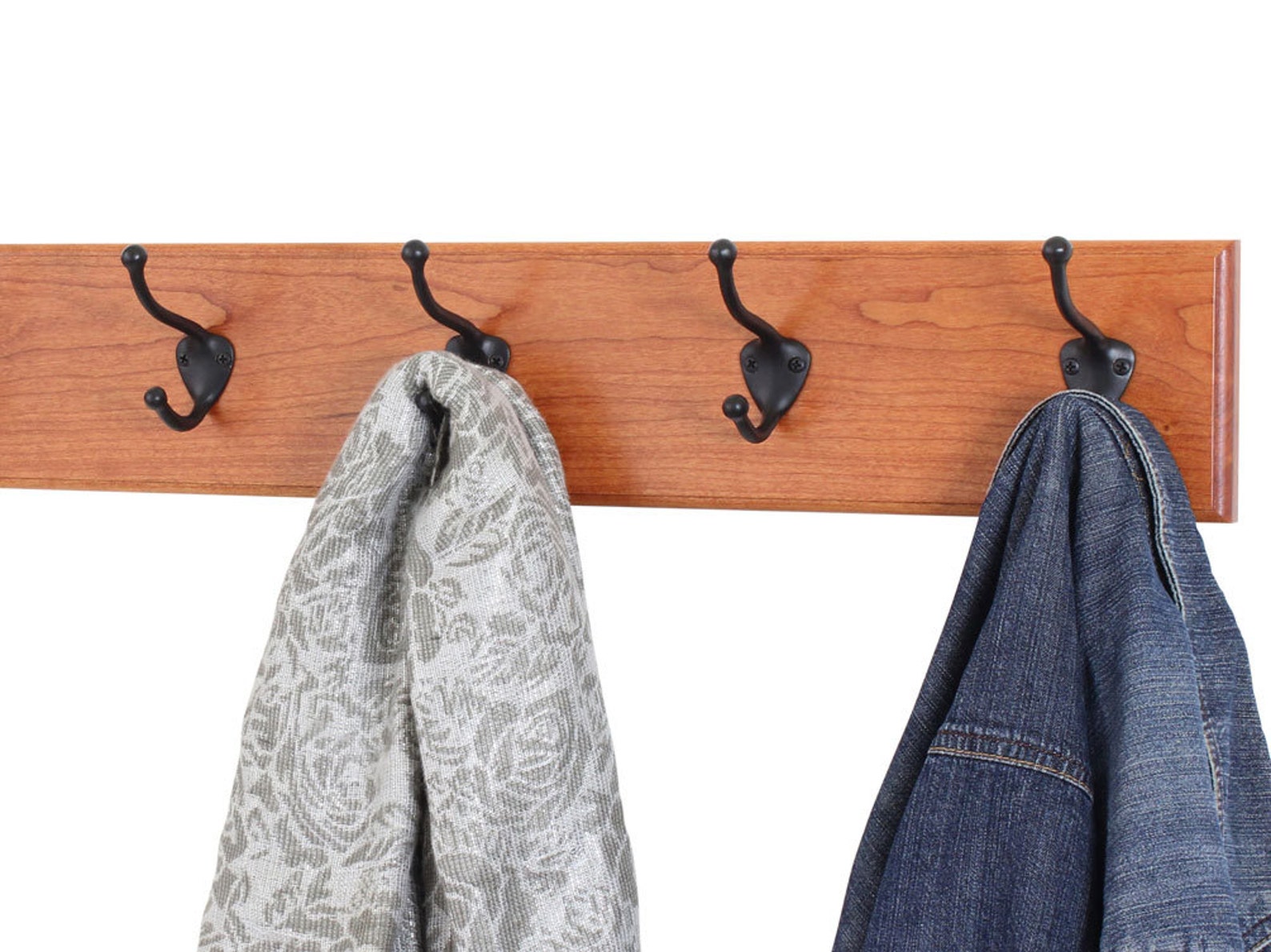 Solid Cherry Wall Coat Rack Oil Rubbed Bronze Hat and Coat Etsy
