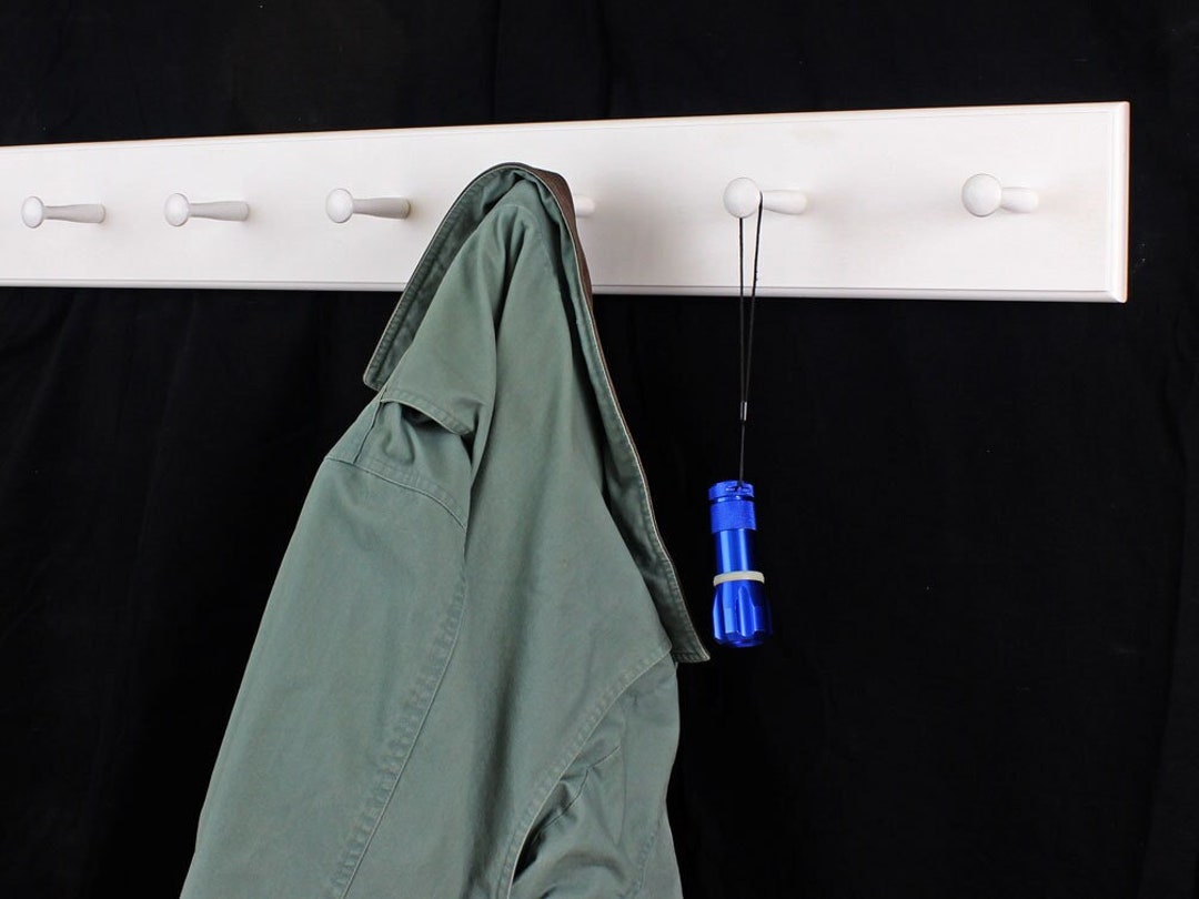 White Shaker Peg Racks - Solid Maple - 18" to 58" 3-10 Pegs Handmade in ...