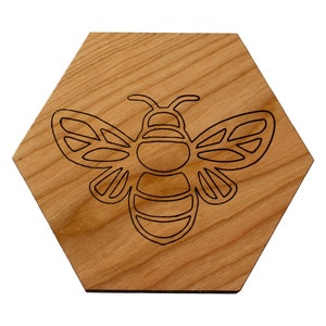 Honey Bee  Trivet- Solid Cherry Wood Trivet Hot Pad Holder - Wall Art