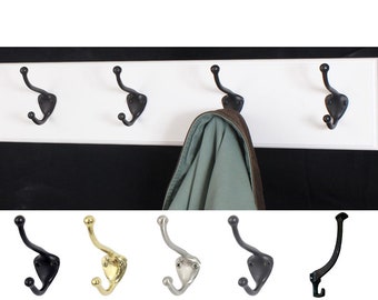 White Wall Coat Rack  Oil Rubbed Bronze, Brass, Satin Nickel or Black Hat and Coat Style Hooks Hand  Made in the USA