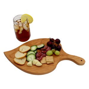 Leaf Shaped Cutting Board Solid Chery Leaf Charcuterie Board image 1