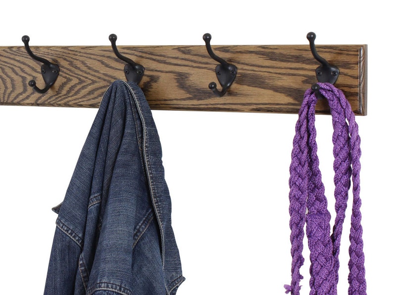 Solid Oak Wall Coat Rack Oil Rubbed Bronze Hat and Coat Style Etsy