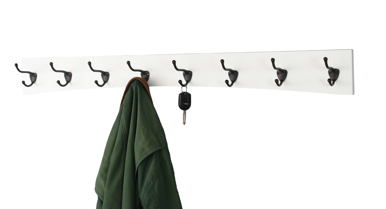 White Wall Coat Rack Curved Design Oil Rubbed Bronze Hooks Etsy