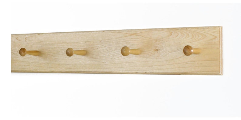 Solid Maple Shaker Peg Rack 18 to 58 3-10 Pegs Handmade in the USA. image 1