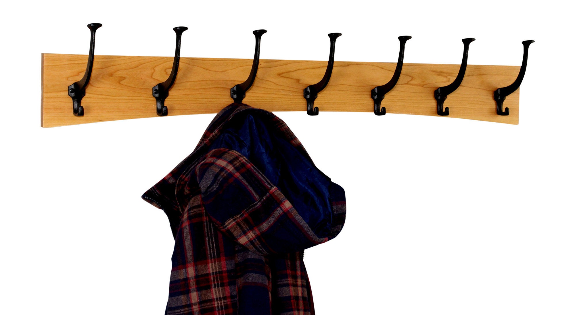 Solid Cherry Wall Coat Rack Curved Design Mission Style Black Etsy