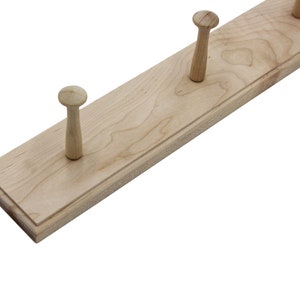 Unfinished Shaker Peg Rack -  Solid Maple  - 18&quot; to 58&quot; 3-10 Pegs Handmade in the USA.