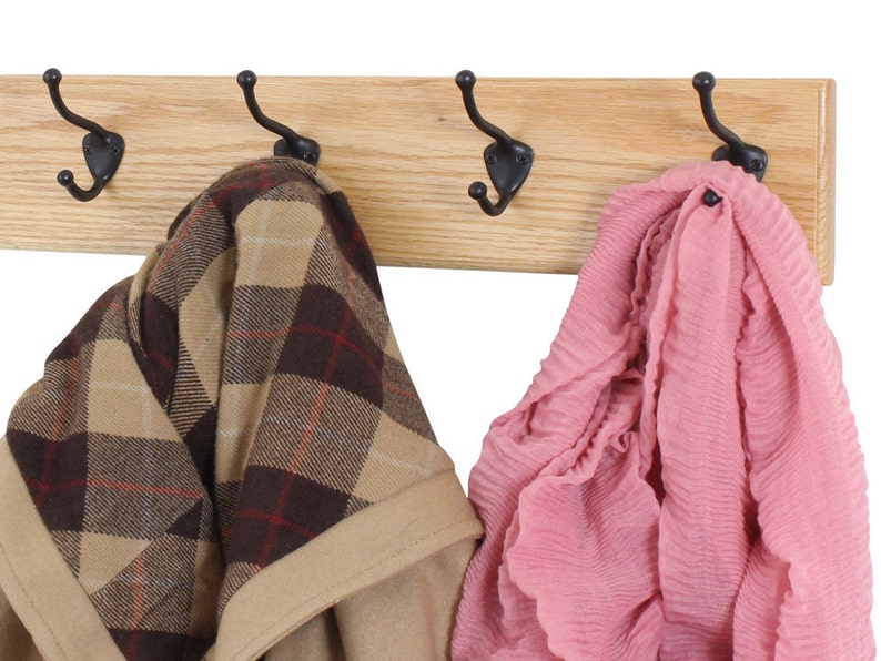 Solid Oak Wall Coat Rack Oil Rubbed Bronze Hat and Coat Style Etsy